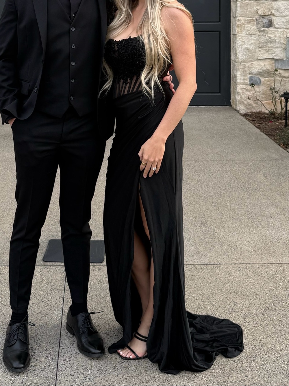 Windsor Black Lace Prom Dress with Sheer Corset